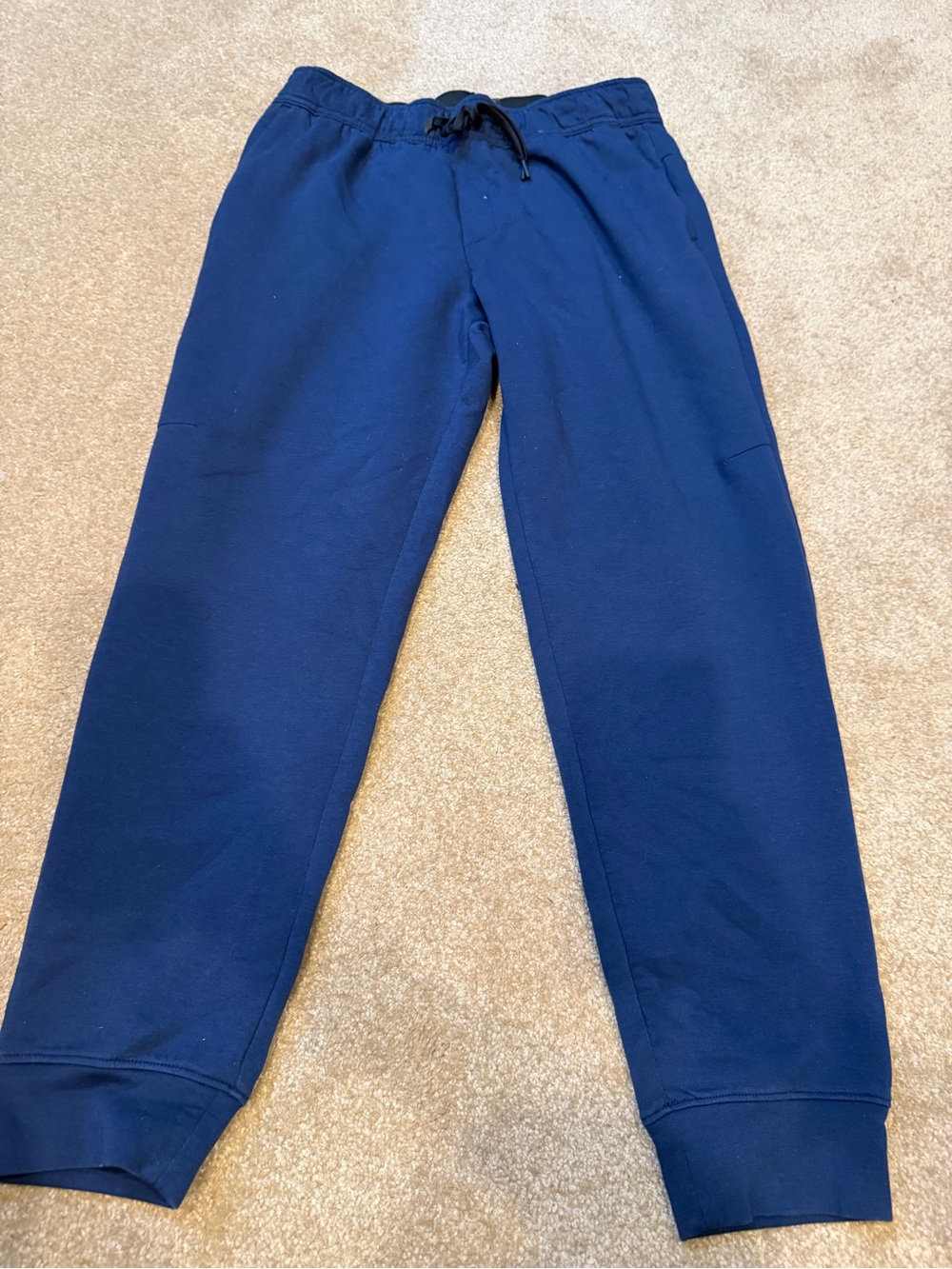 Men's Navy Blue Fleece Jogger Sweatpants W/ Zip Pockets Mens Size Medium
